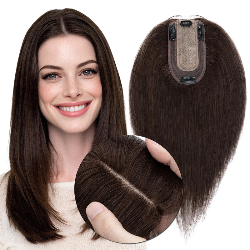 My-Lady Human Hair Toppers For Women Real Human Hair Thin 7 13Cm Silk Base Lace