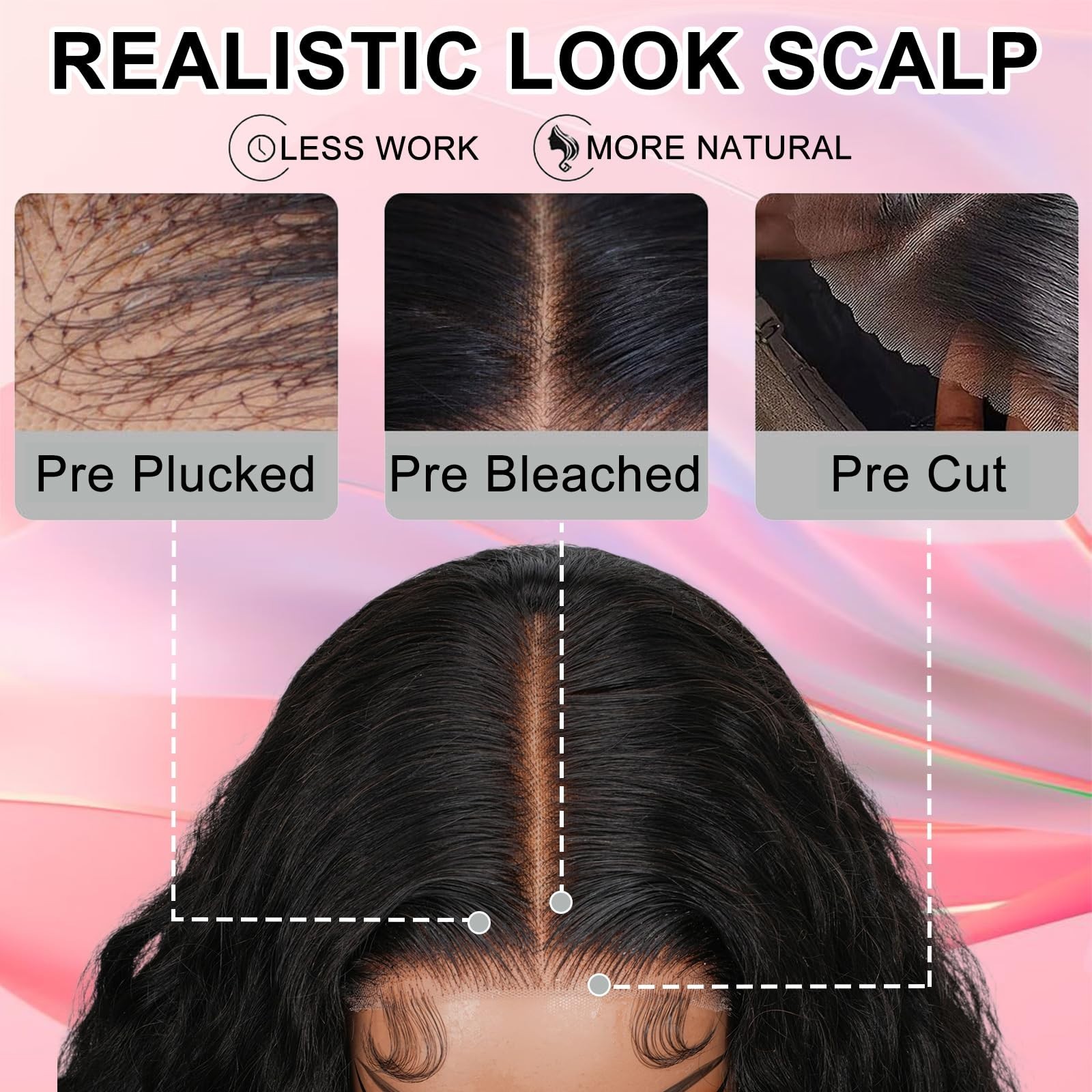 250 Density Glueless Human Hair Wig – Pre Cut Bleached Knots, Loose Wave, 5×5 HD