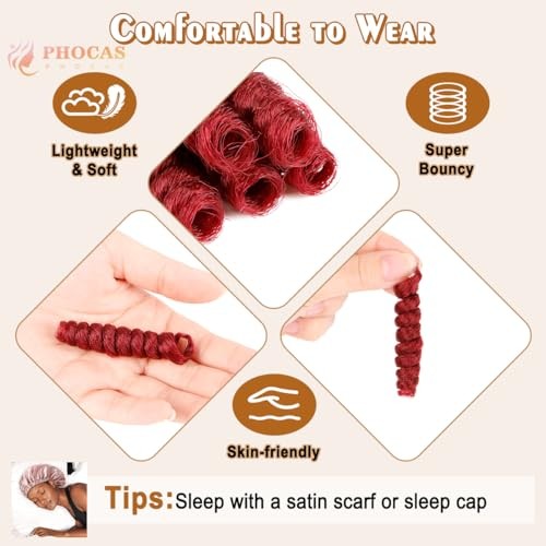 10Inch 5Packs Red Short Curl Crochet Hair for 10 Inch 6mm-5Packs #BUG/Red