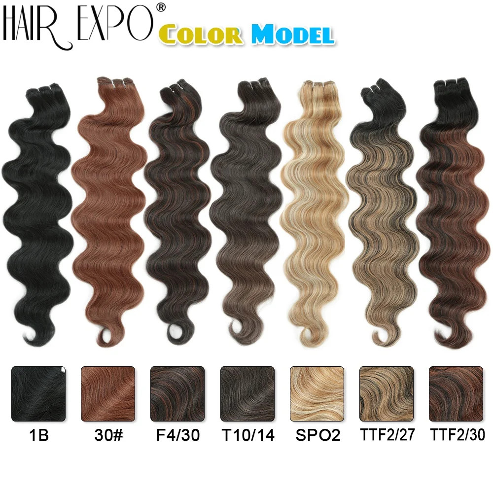 Piano Blonde Ombre 24Inch Thick Synthetic Bio Body Wave Hair Extensions Bundles