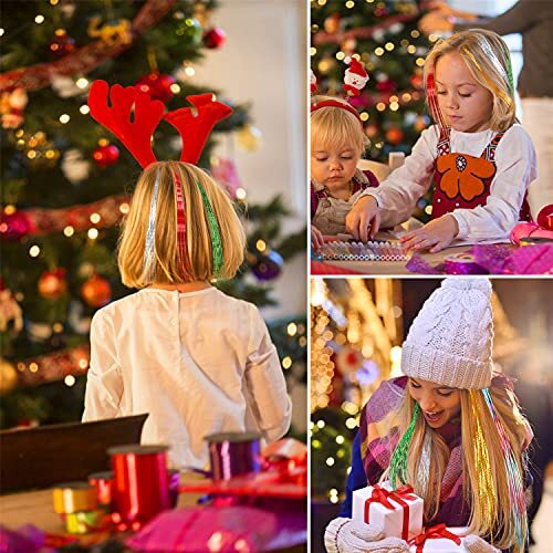 47 Inches Tinsel Hair Extension with Tool 12 Colors 2400 Multi 12 colors