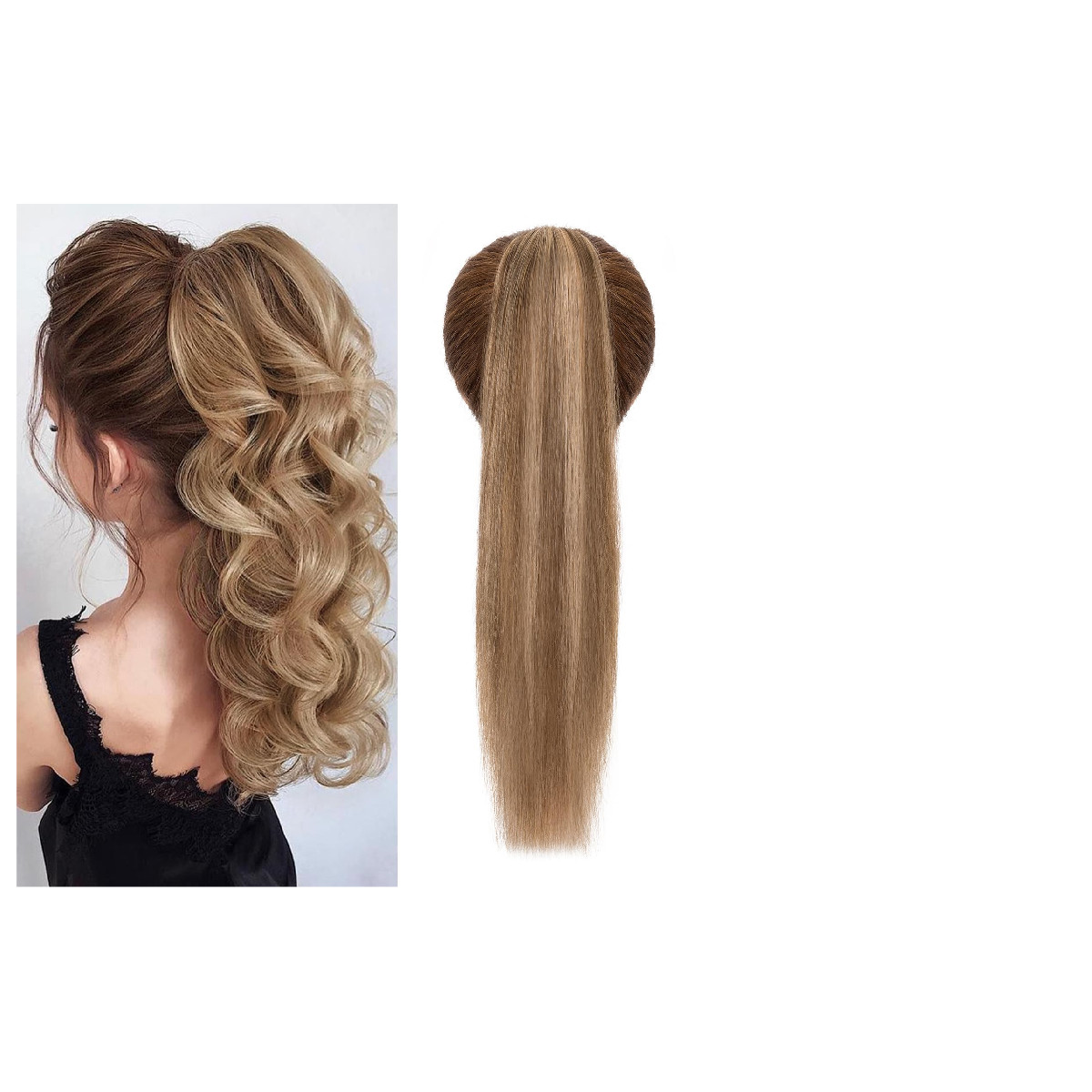 Charites Ponytail Extension 22 Inch Claw Clip Ponytail Extension Human Hair
