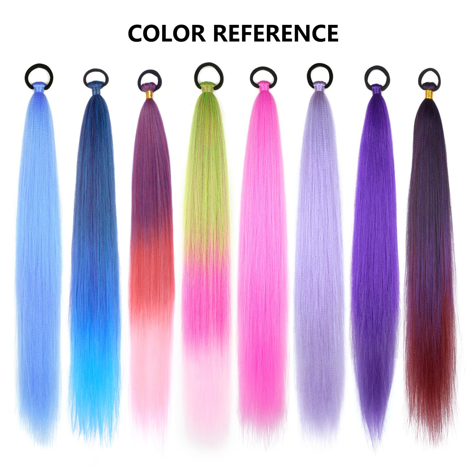 2 Pack Braid Ponytail Extension with Elastic Tie Straight Sleek Wrap Around Brai