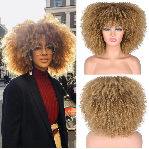 Short Blonde Brown Pink Gray Wigs Kinky Curly Wigs for Black Women Party Dating
