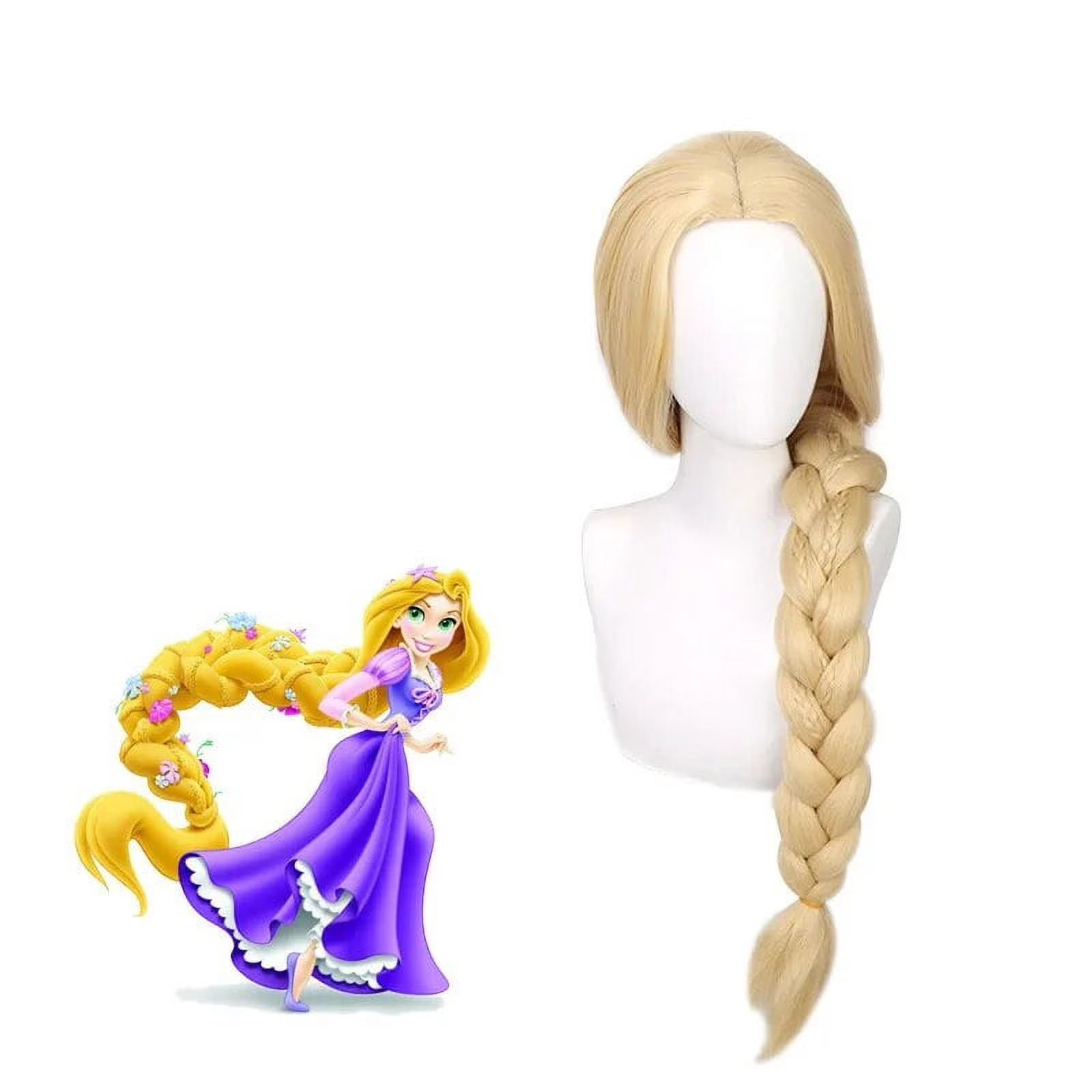 Tangled Princess Rapunzel Cosplay Party Wig Blonde Braid One Size Fits All