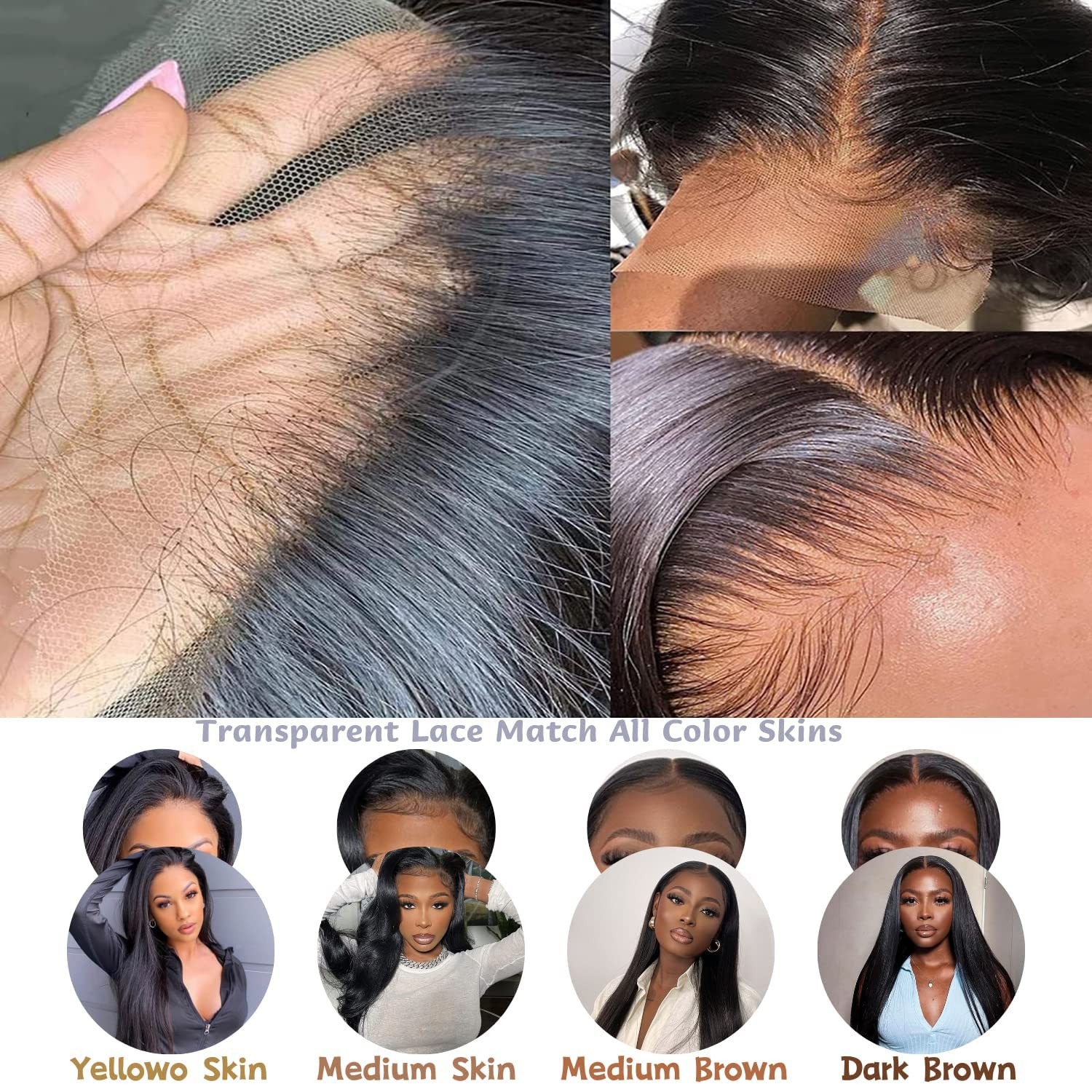 Human Hair Lace Front Wigs 28 Inch Straight HD Transparent 13×6 Glueless
