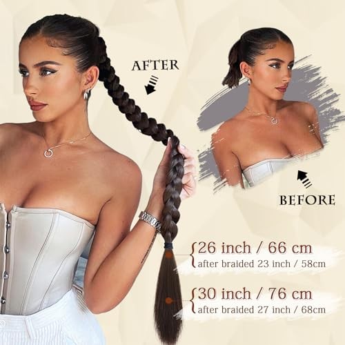 Long Braid Ponytail Extension with Hair Tie 26 Inch (Pack of 1) Ash Blonde