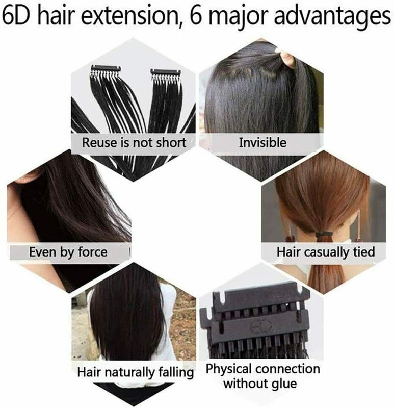 brown hair 10 to 28inch 6D Micro Human Hair Extensions Remy Hair 50g 100S 10Rows