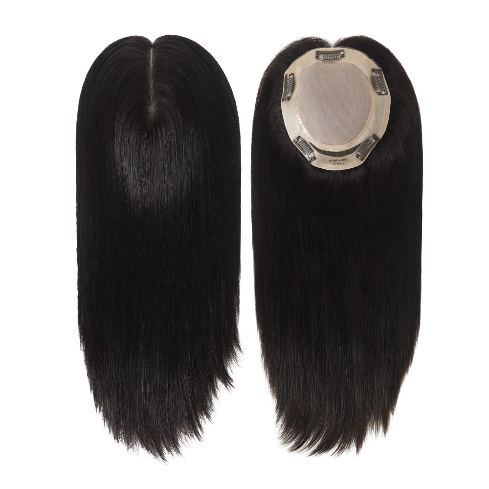Women Top Pieces Human Remy Hair Topper Silk Top Systems 16” Chinese Hair TP29
