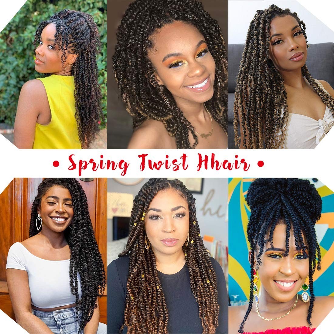 Fluffy Synthetic Spring Twist Braids, 12 Inch Hair Extensions, Easy Installation