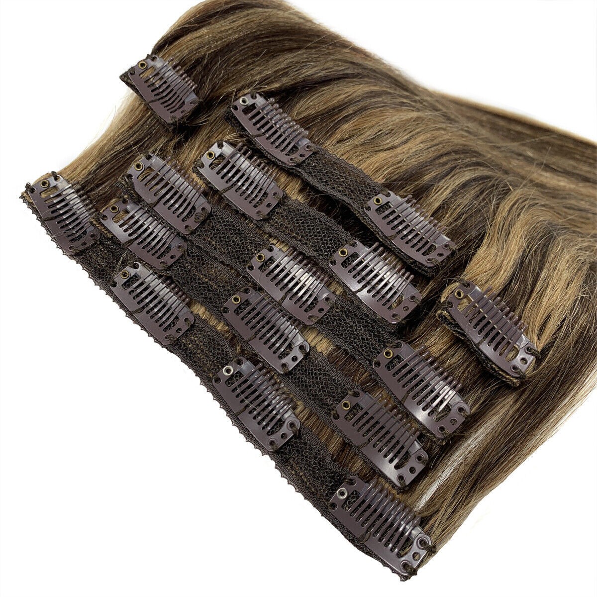 Full Head Double Weft Clip in on Remy Human Hair Extensions Thick European Hair