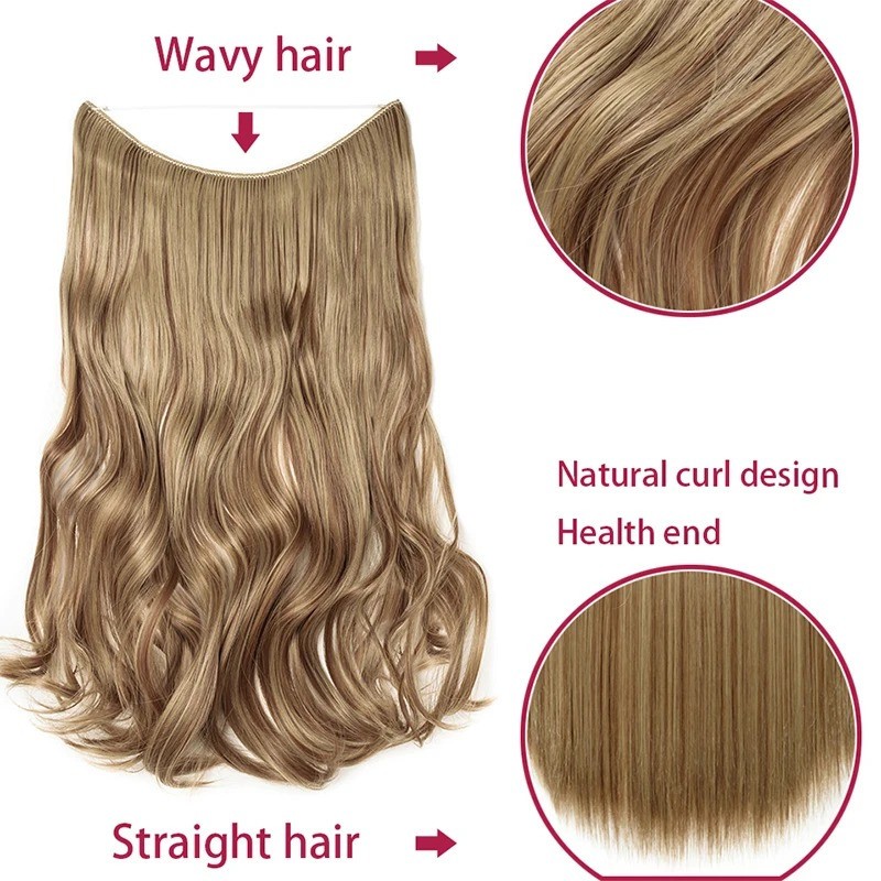 100% Real Natural as Human Invisible Wire in Hair Extensions One Piece & Ring US
