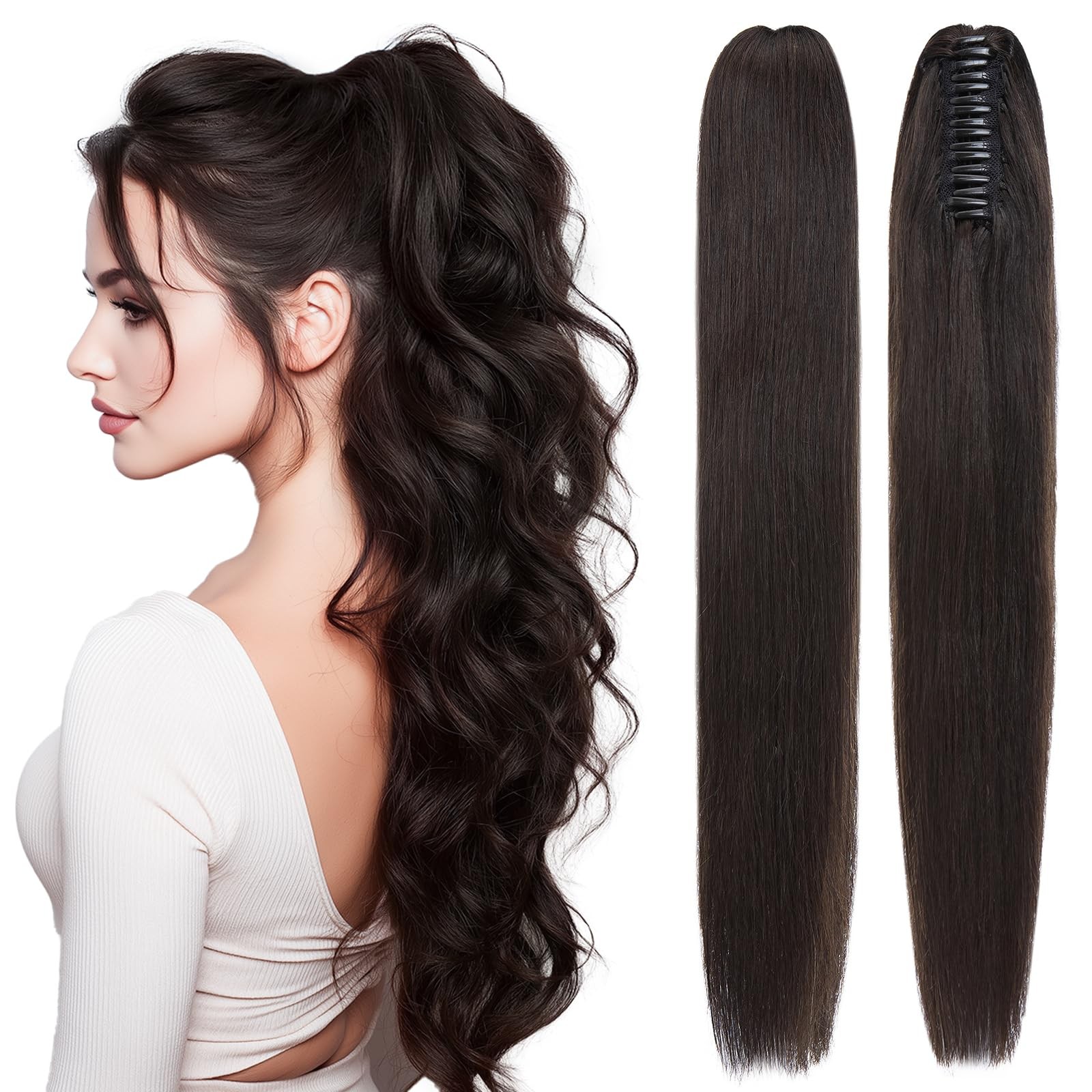 Segohair Human Hair Ponytail Extension Claw Clip Natural Look Soft 14-22 More