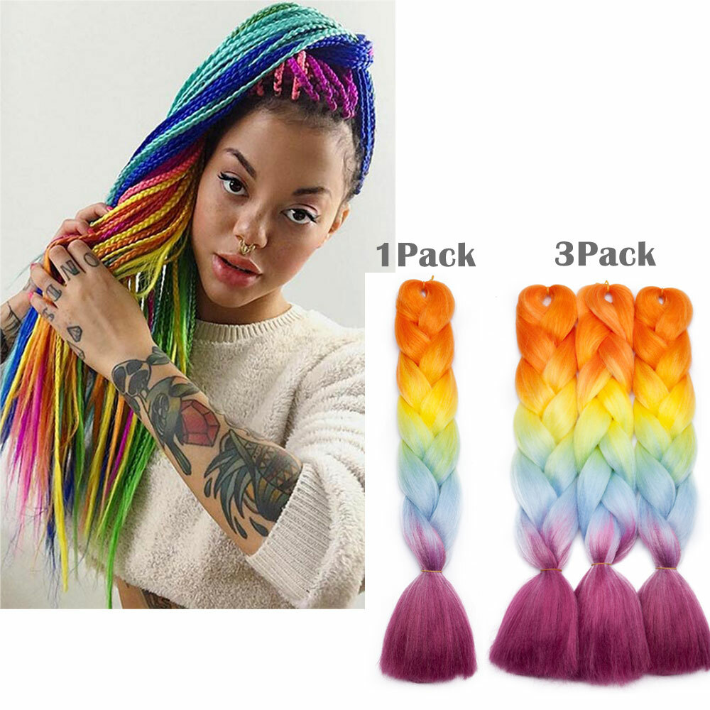 Colored Jumbo Braids Hair Extension Crochet Braiding Hairpiece Real Thick 100g H