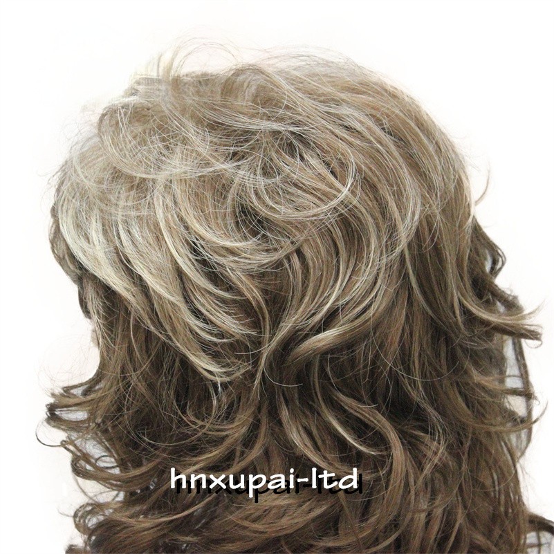 Long Layered Wavy Capless Wigs Blonde Mix Synthetic Hair Wigs 14 Inches Women