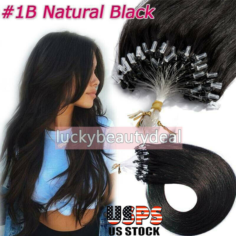Micro Link Hair Extensions Loop Micro Ring Beads Tip Real Remy Human Hair16-26in