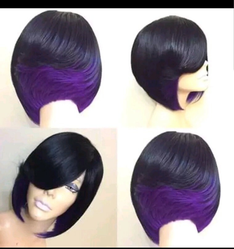 Fashion Fabulous Synthetic Straight Hair Bob Wigs 10″ color: Black/Purple New