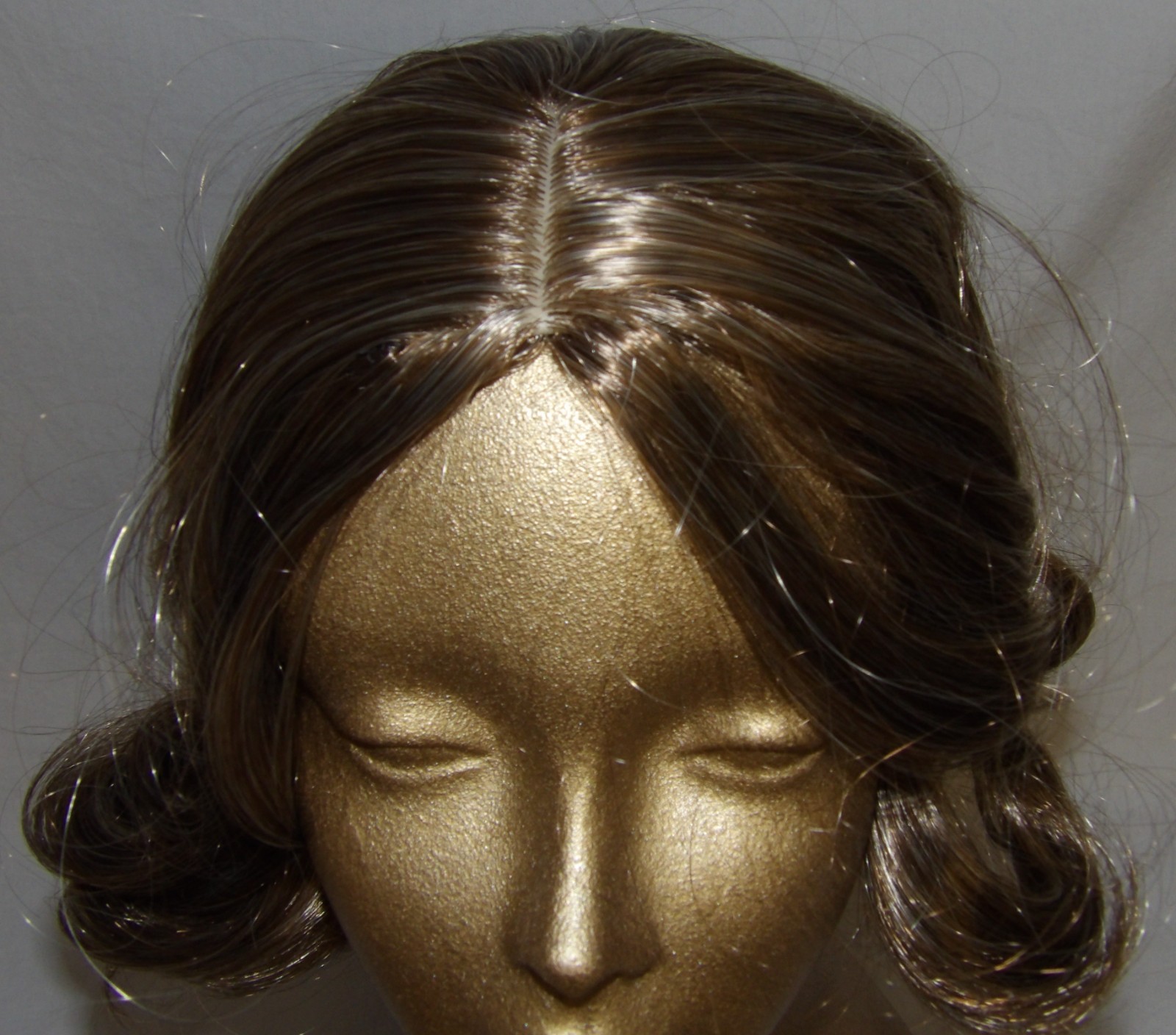 10″ Brown w/Highlights Loose Curls Synthetic Hair Wiglet Hair Topper Half Wig