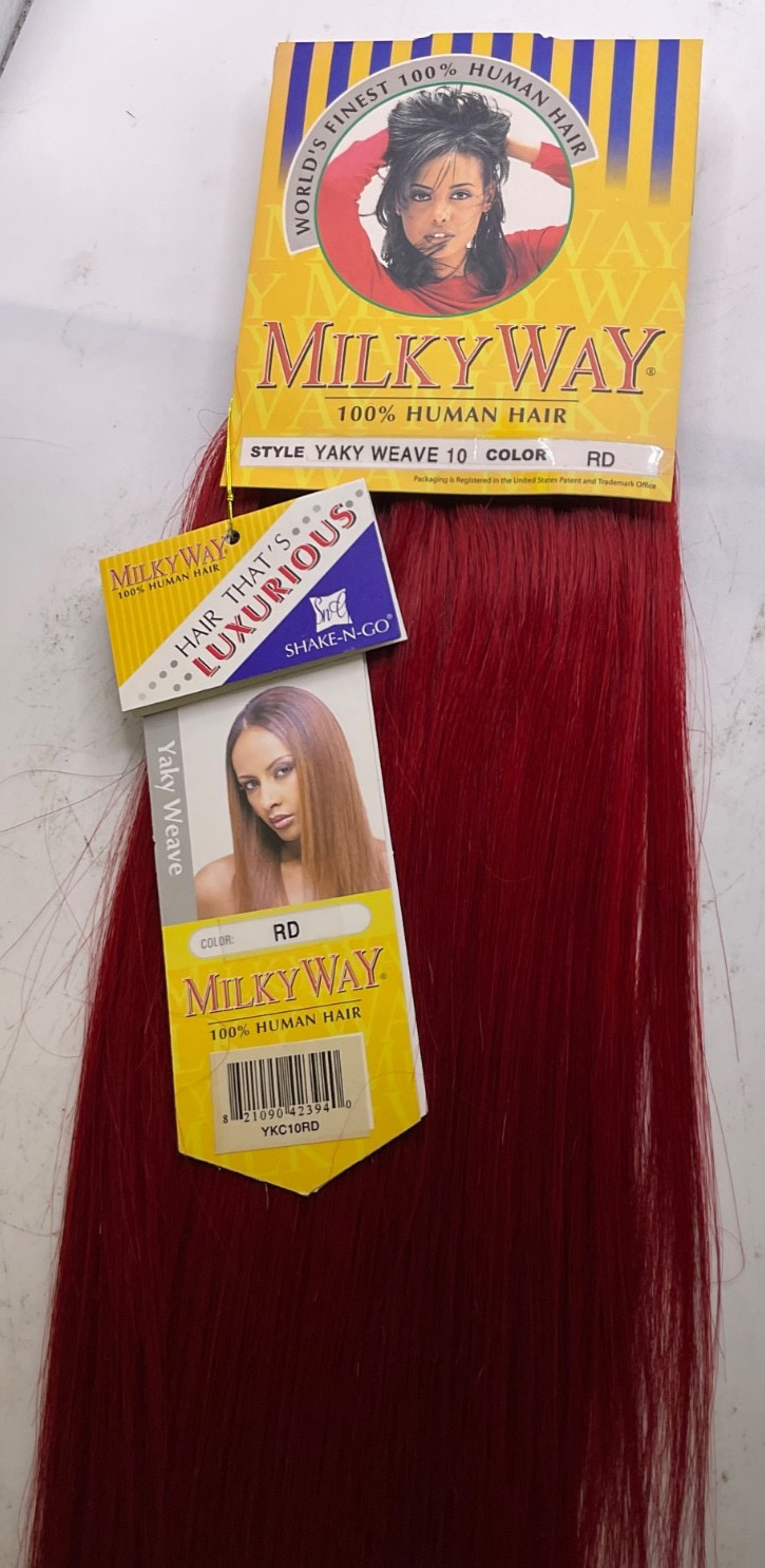 Milky Way 100% Human Hair Yaky Weave 10″ Color: RD