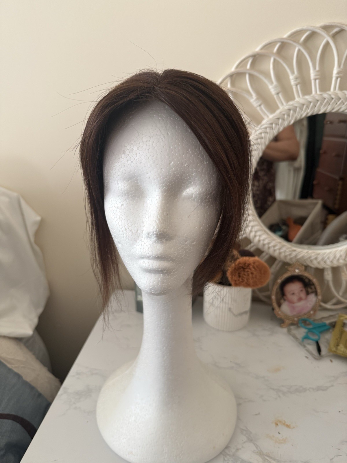Straight textured Light Warm Brown Bangs Topper never worn.