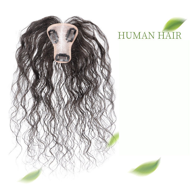 Curly Wavy Hair Clip In 100% Human Hair Toppers -Loss Thin Hair Top Replacement