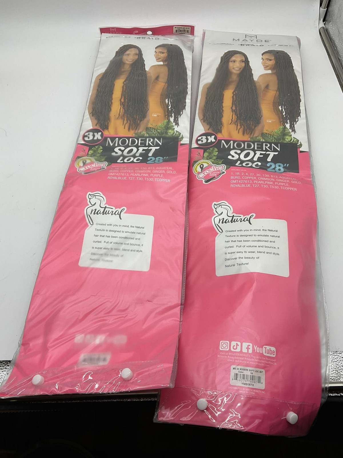 Mayde Beauty Modern Soft Loc 28in 1B 3X Crochet Synthetic Hair Extensions Lot 2