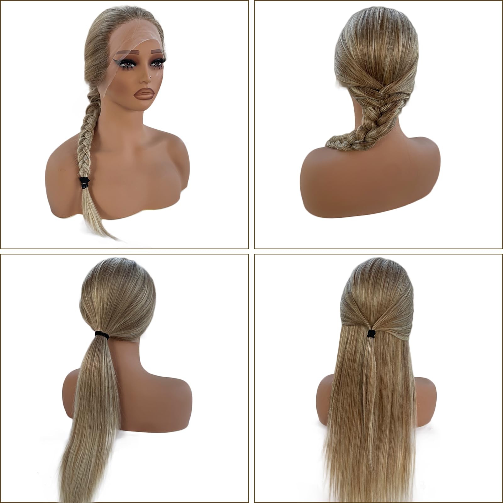 Belaved Highlight Wigs Human Hair 13X4 Ombre Lace Front Ash Brown To Blonde Hd