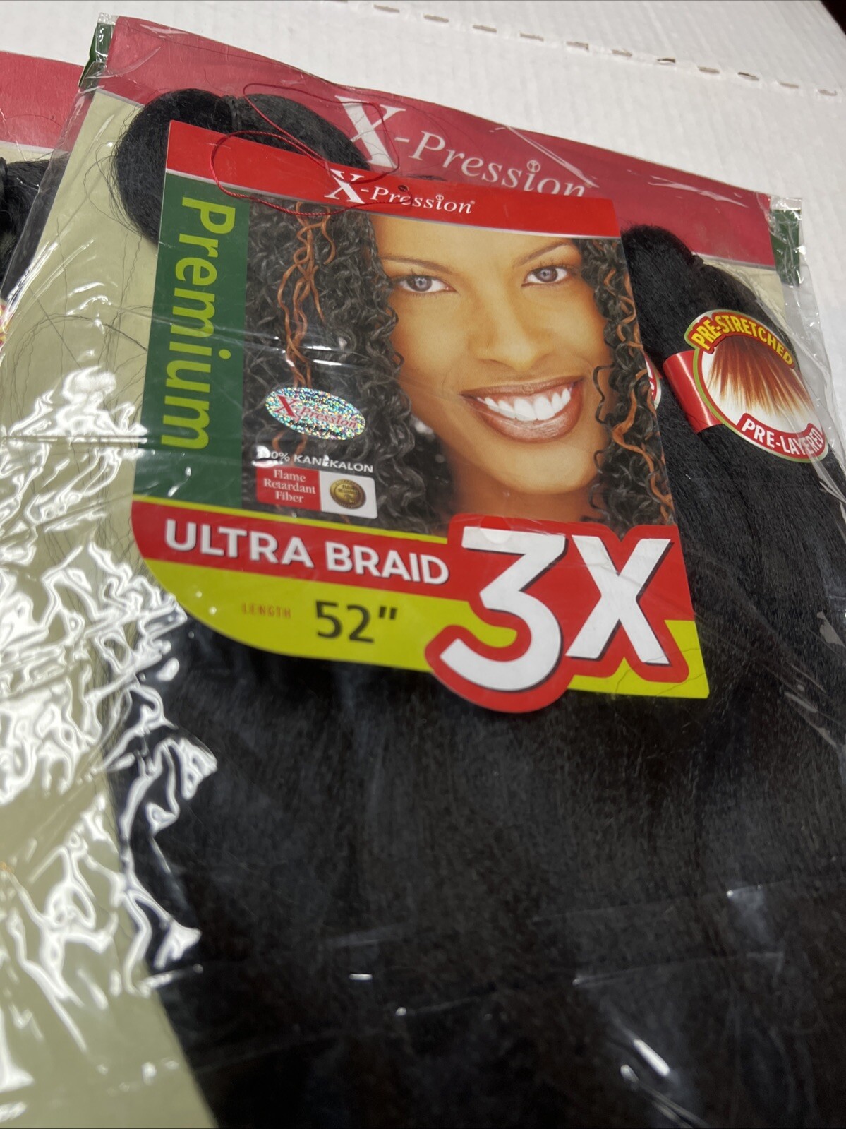 Outre Ultra Braid 52” 3X 100% Kanekalon Pre Stretched Pre Layered Lot Of 3 Hair