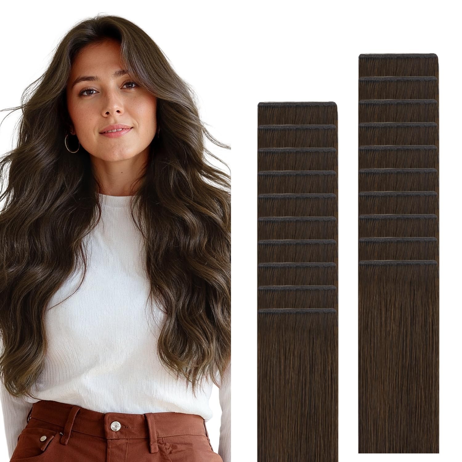 Goo Goo Genius Tape In Hair Extensions Hand Tied Tape Weft 4A Chocolate Brown