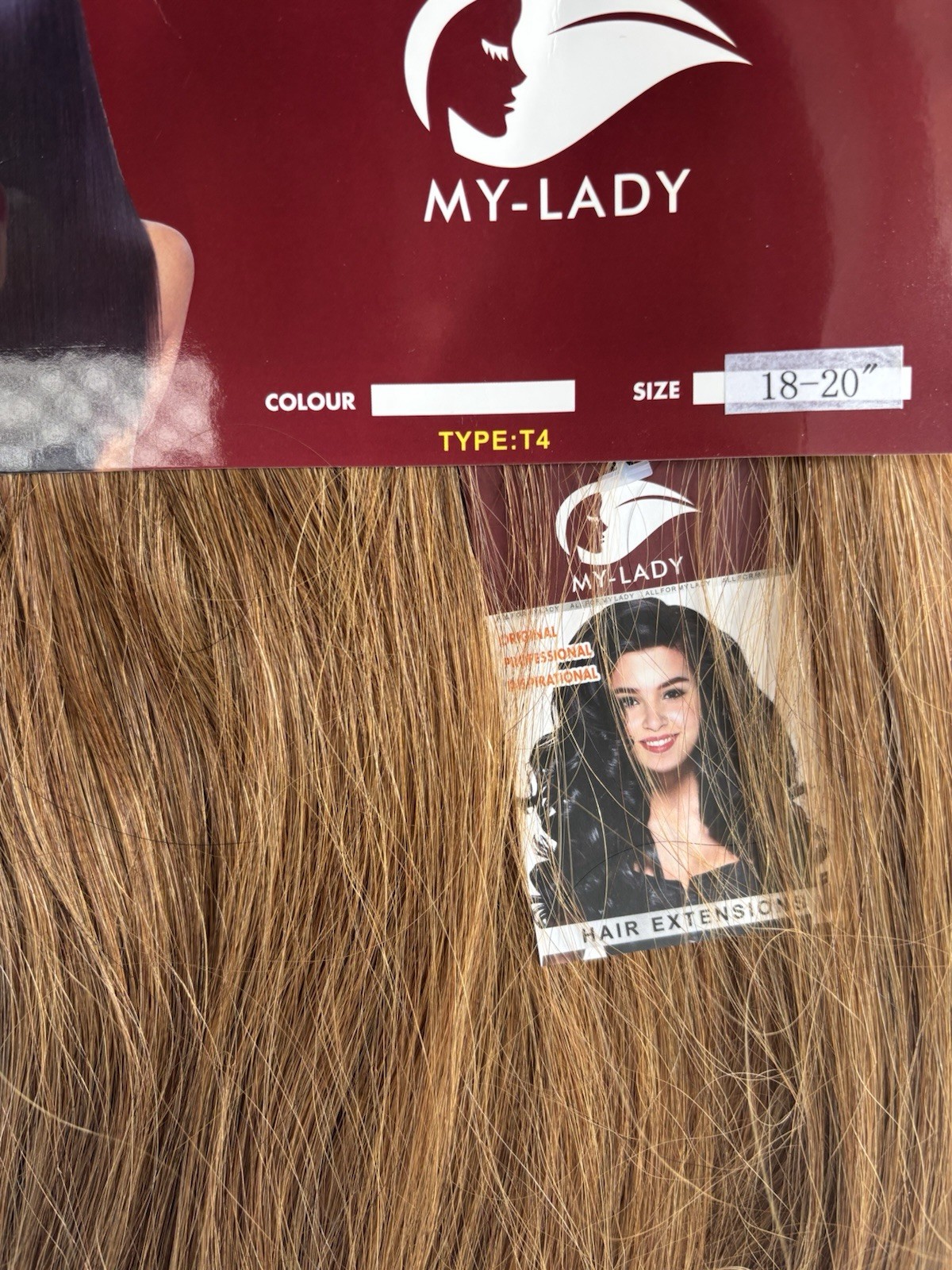 MY-LADY Clip-In Hair Extension Light Brown Human Hair Straight T4 18-20 in