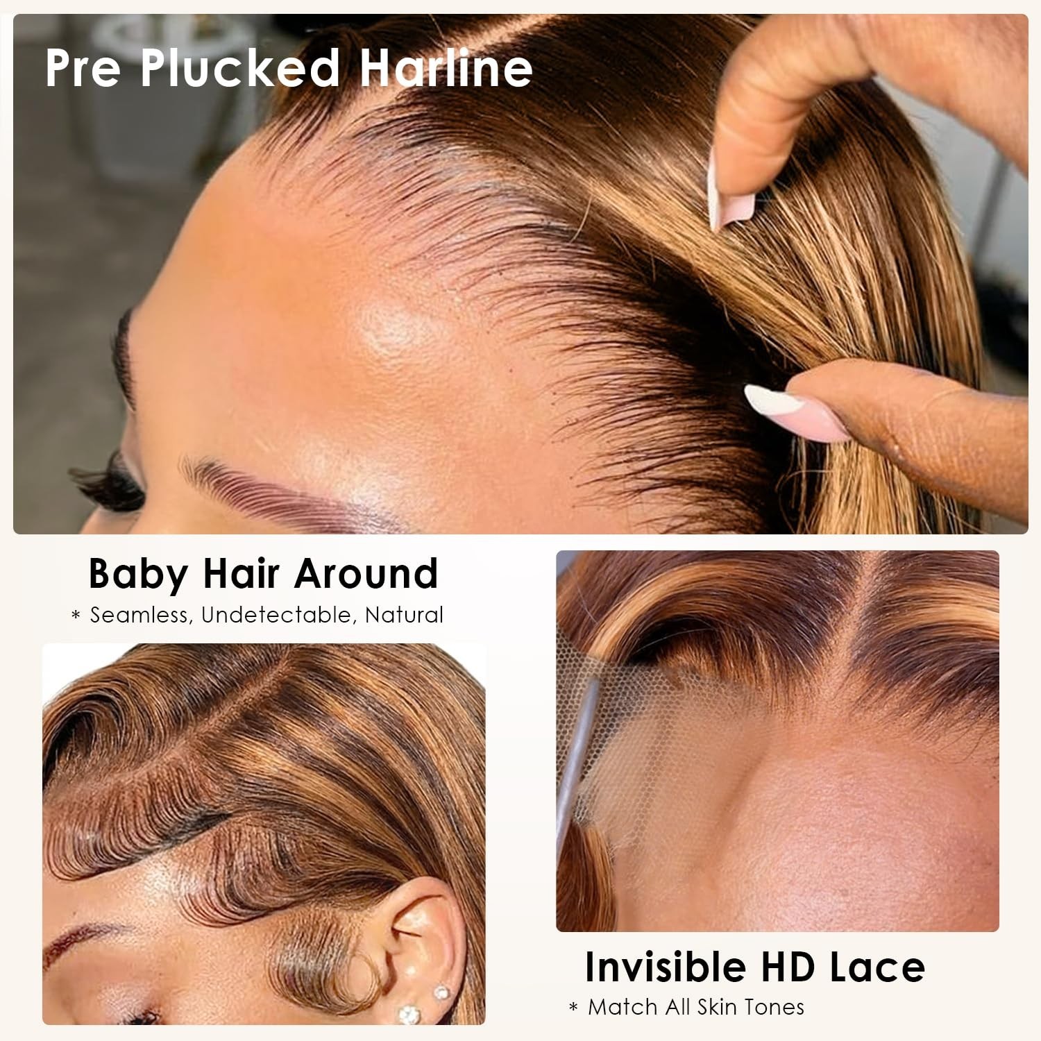 Blonde Highlight Body Wave Lace Front Wig 20″ Human Hair