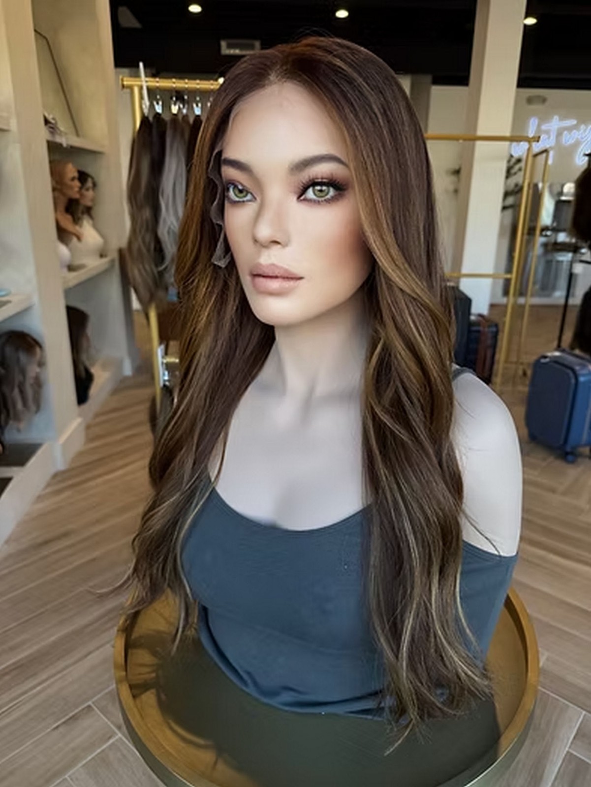 Honey Brown Highlights Lace Front Human Hair Wig for Women Preplucked Hairline
