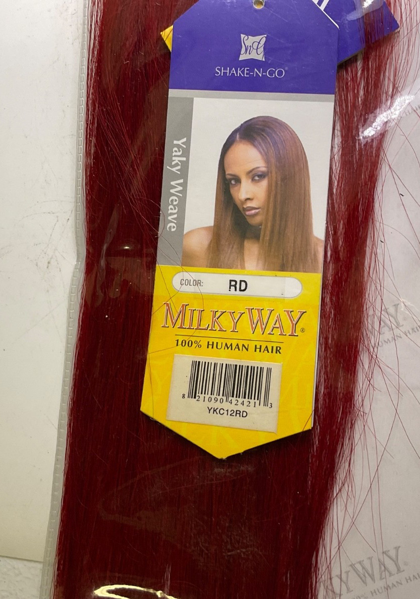 Shake-N-Go Milky Way 100% Human Hair Yaky Weave Length: 12″ Color: Red