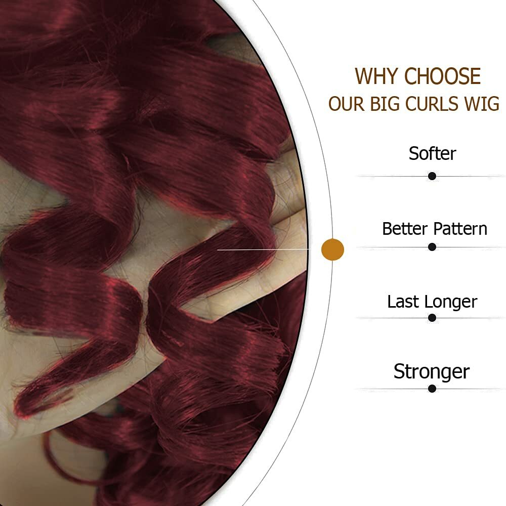 Short Bouncy Curly Burgundy Red Wig With Bangs Natural Fashion 99j Red Curly Wig