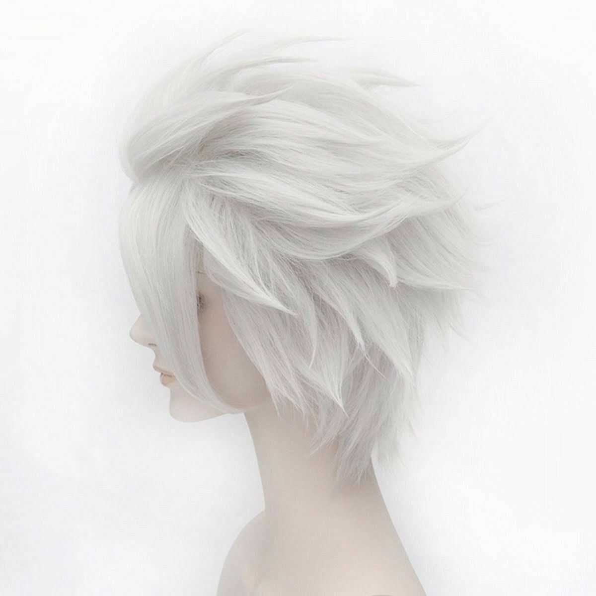 For Cosplay Hitsugaya Toushirou Short Layered Silver White Wig