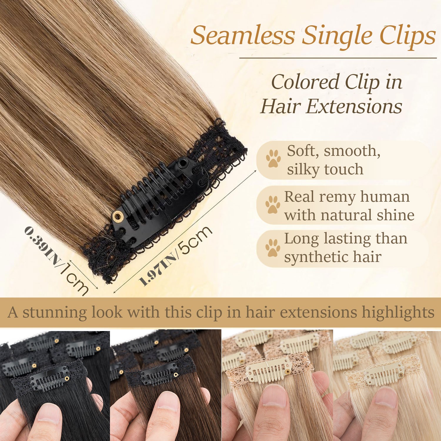 CLEARANCE 100% Human Hair Extensions 6 Pieces Clip In Real Remy Hair Straight US