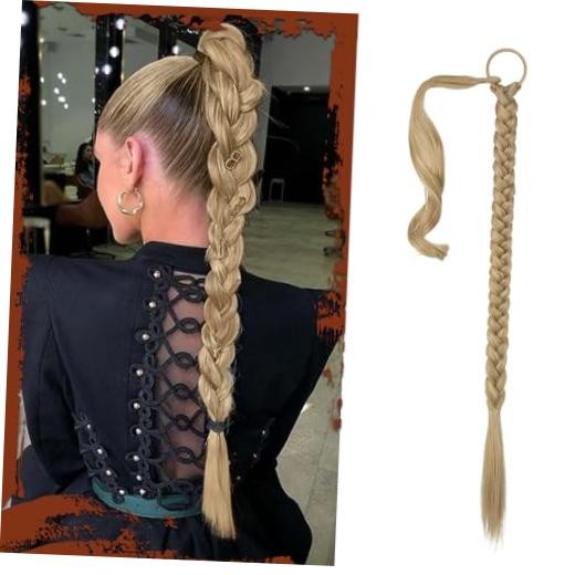 Long Braid Ponytail Extension with Hair Tie 26 Inch (Pack of 1) Ash Blonde