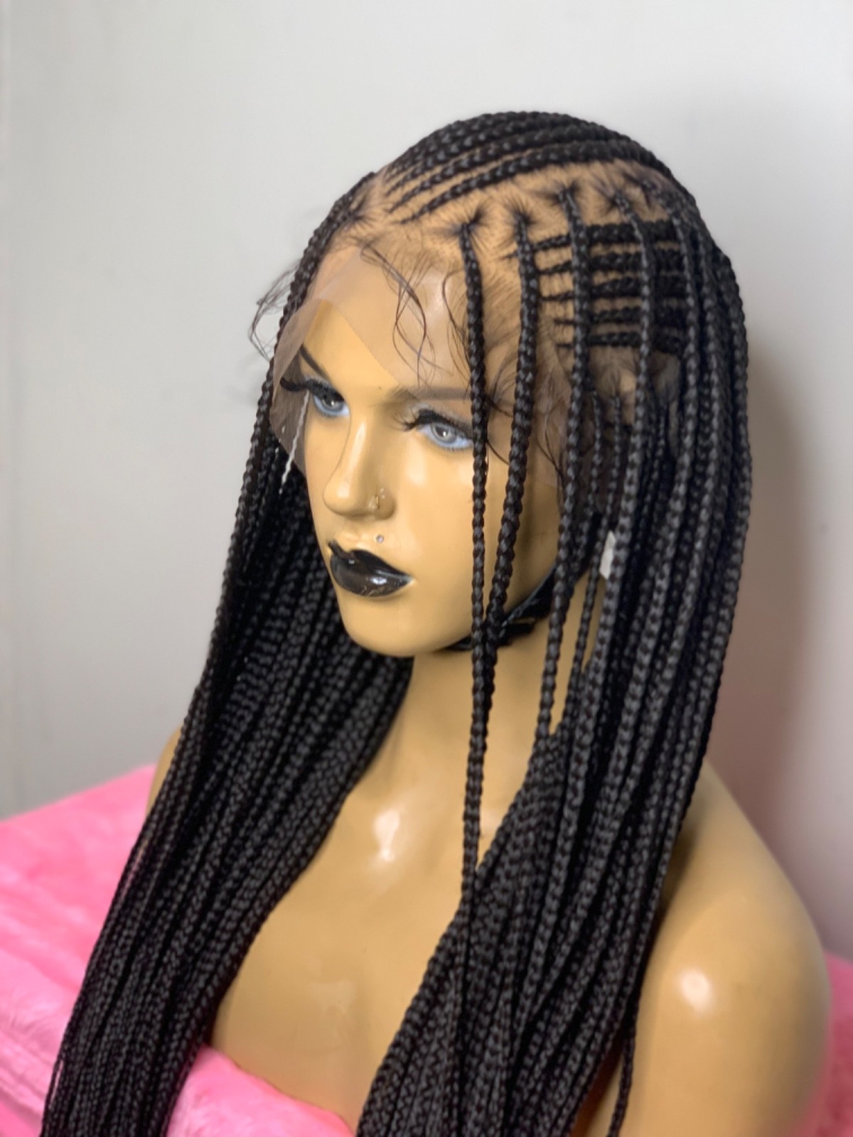 Preorder full lace braided wig, cornrows braids, flip over Fulani, long length