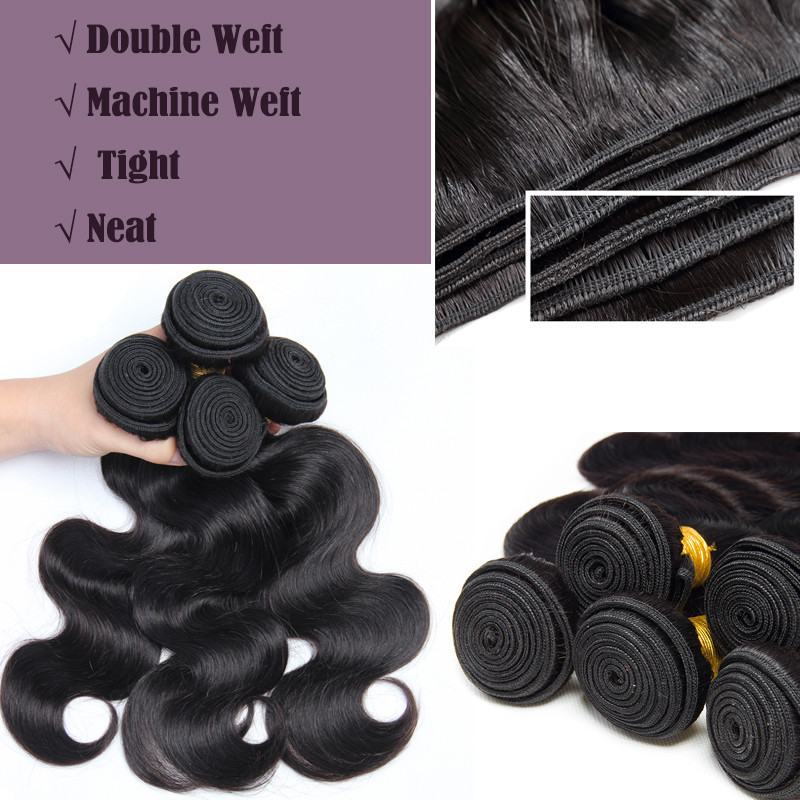 400G Peruvian Virgin Human Hair Extensions Weave Body Wave Straight 4 Bundles US