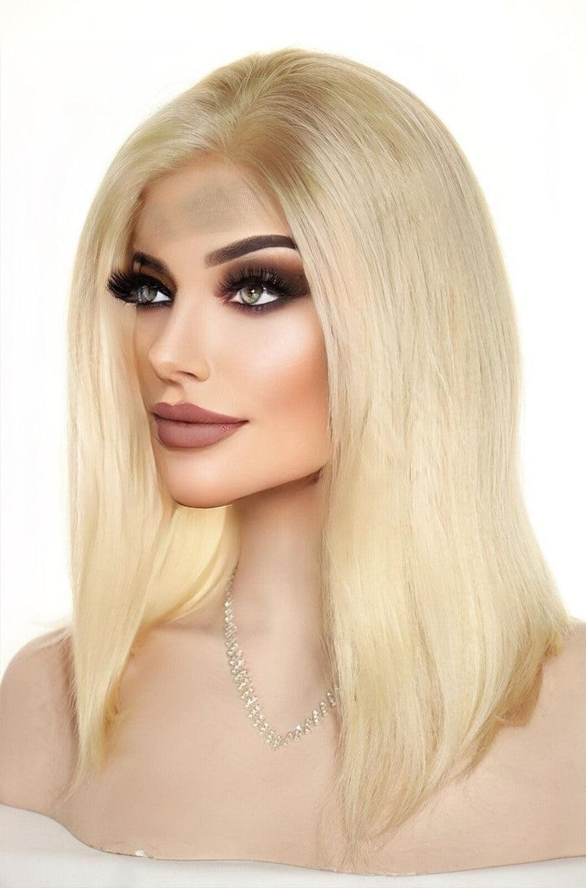 BRAZILIAN Remi Human Hair 4X4 Silk Base Lace Front GOLDEN BLOND 1378