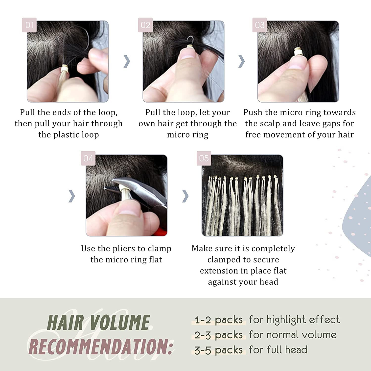 Easy Loop Micro Real Human Hair Extensions Micro Beads Link Russian Hair 16-26in