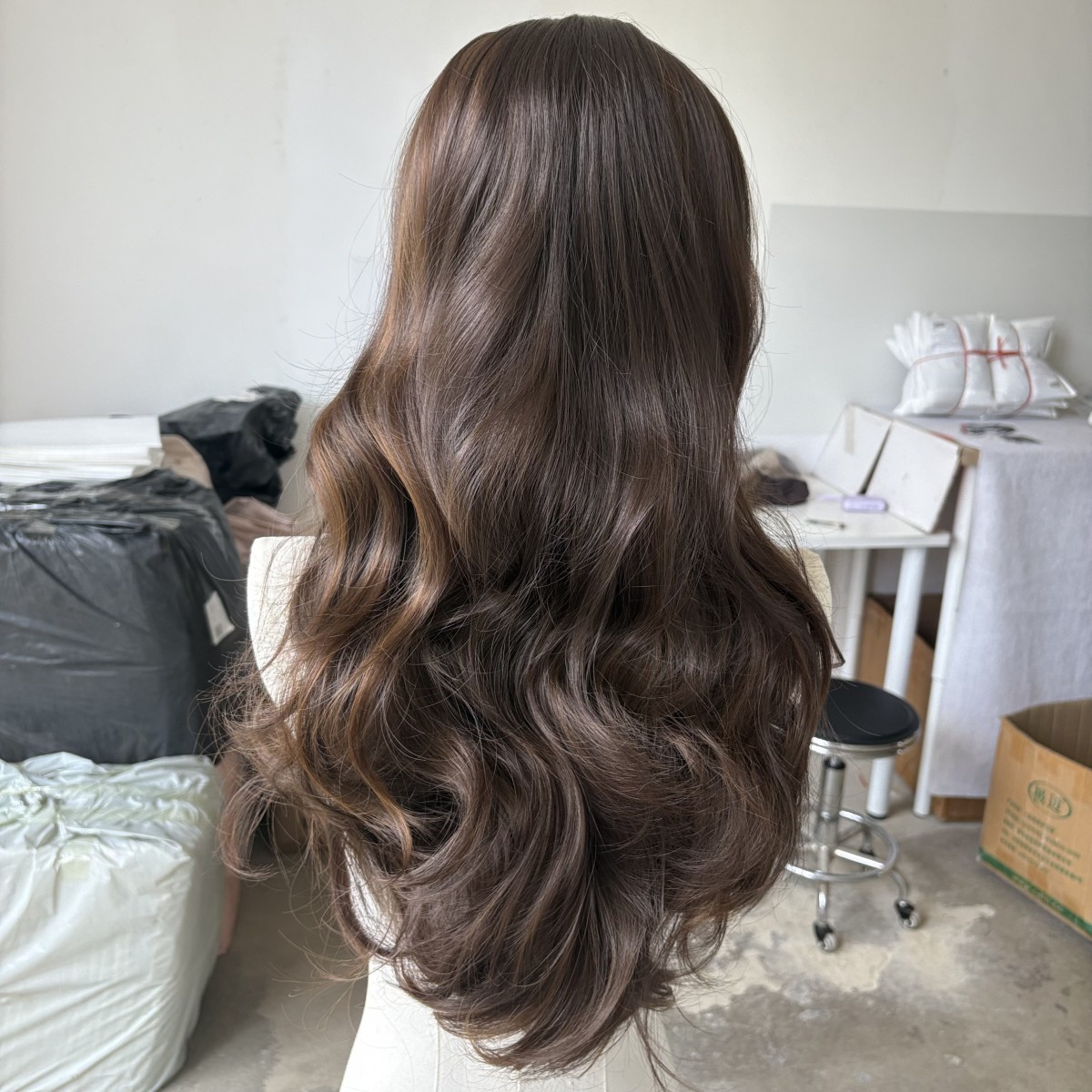Cosplay Party Wig Mixed Brown Synthetic Hair Heat Resistant Long Wavy Soft Women