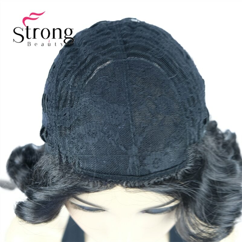 Finger Wave Wig Bob Short Curly Synthetic Hair Women 1920s Cosplay Party