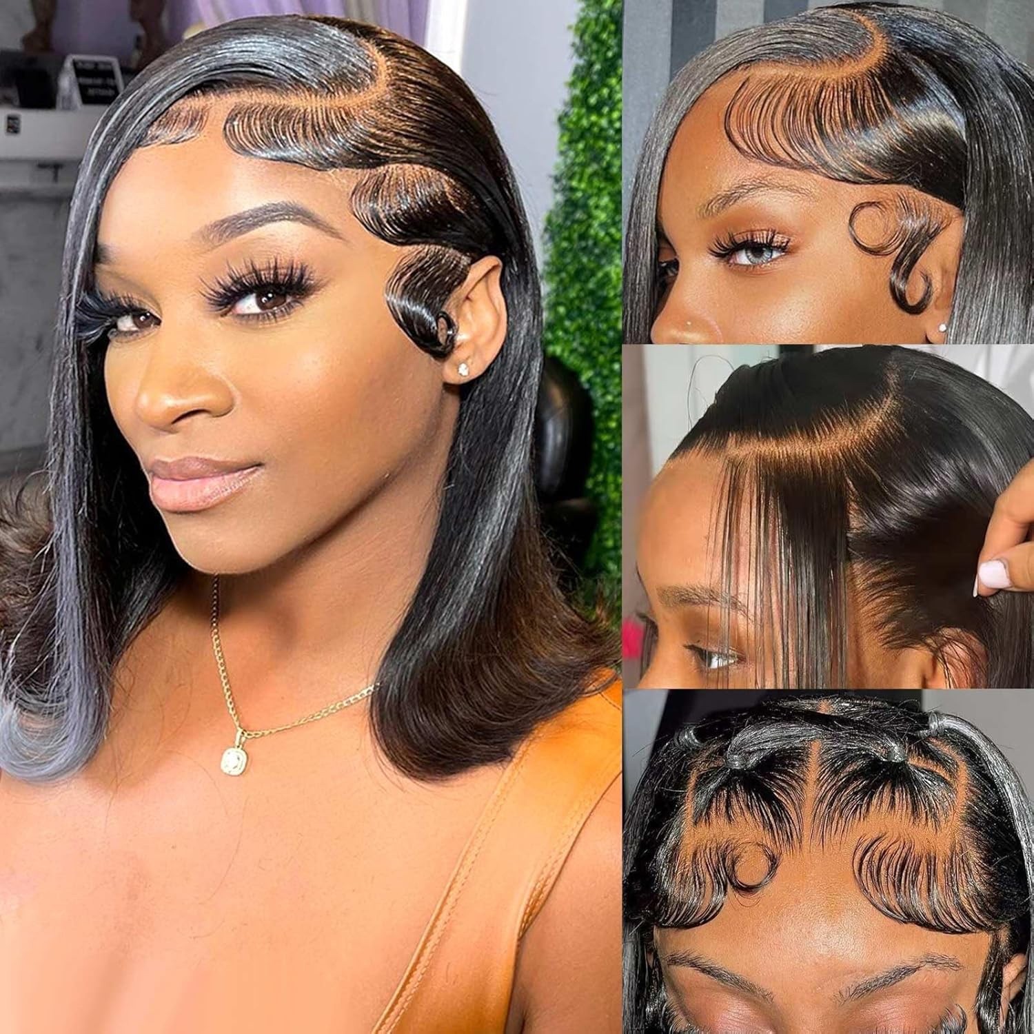 13×4 Lace Front Bob Wig Human Hair 150% Density 14 Inch