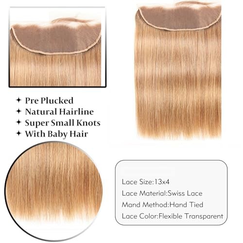 27 Blonde Lace Closure 13×4 HD Transparent Frontal 10 Inch Brazilian Virgin Hair