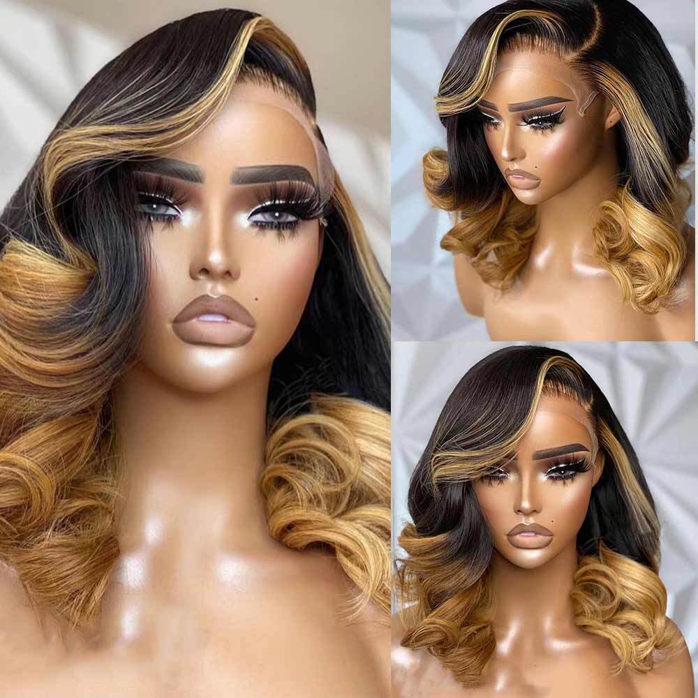 Body Wave Short Bob Lace Closure Wig 100% Human Hair Wigs fro Women