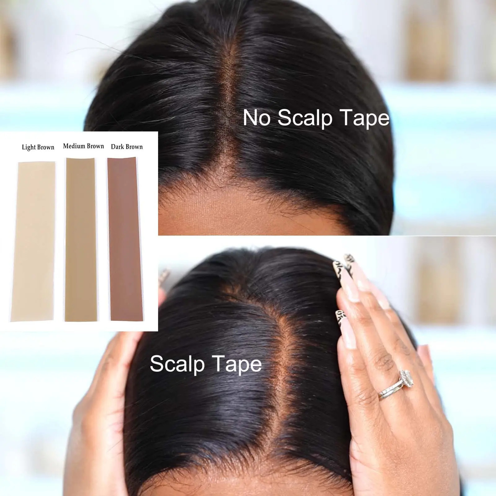 Silicone Invisible True Fake Scalp Tape for Lace Wig Parting Stitch Wigs- Makes