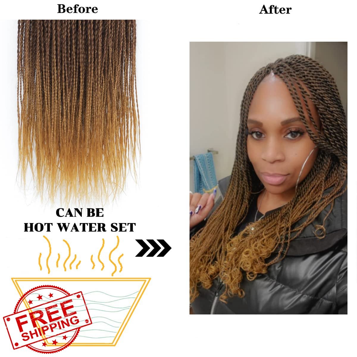 NAYOO Senegalese Twist Crochet Hair 28″ Small Black Women Extensions