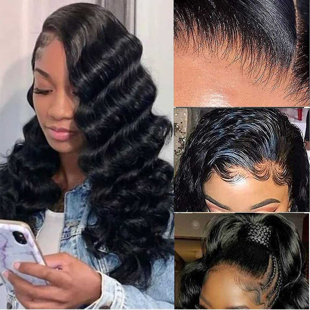 Bworto Loose Deep Wave Lace Front Wigs Human Hair Pre Plucked Curly 13X4 Lace