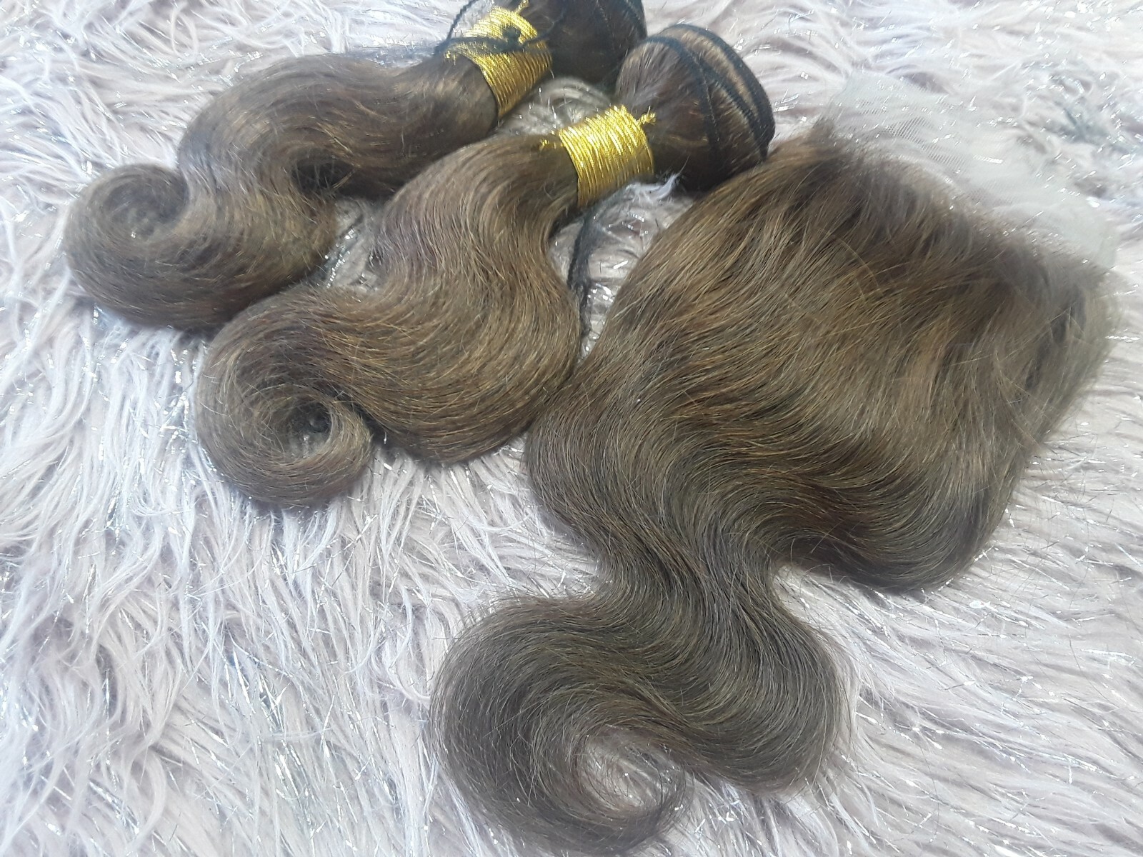10+10&10INCH LACE CLOSURE BRAZILIAN HUMAN HAIR BODY WAVE CHESTNUT BROWN 4## 250g